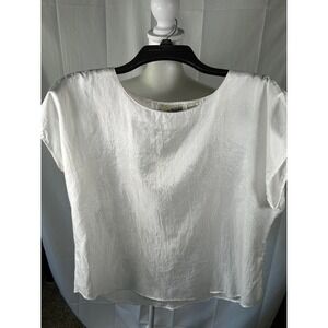 Diane Von Furstenberg Top White Short‎ Sleeve Polyester Blouse Size M